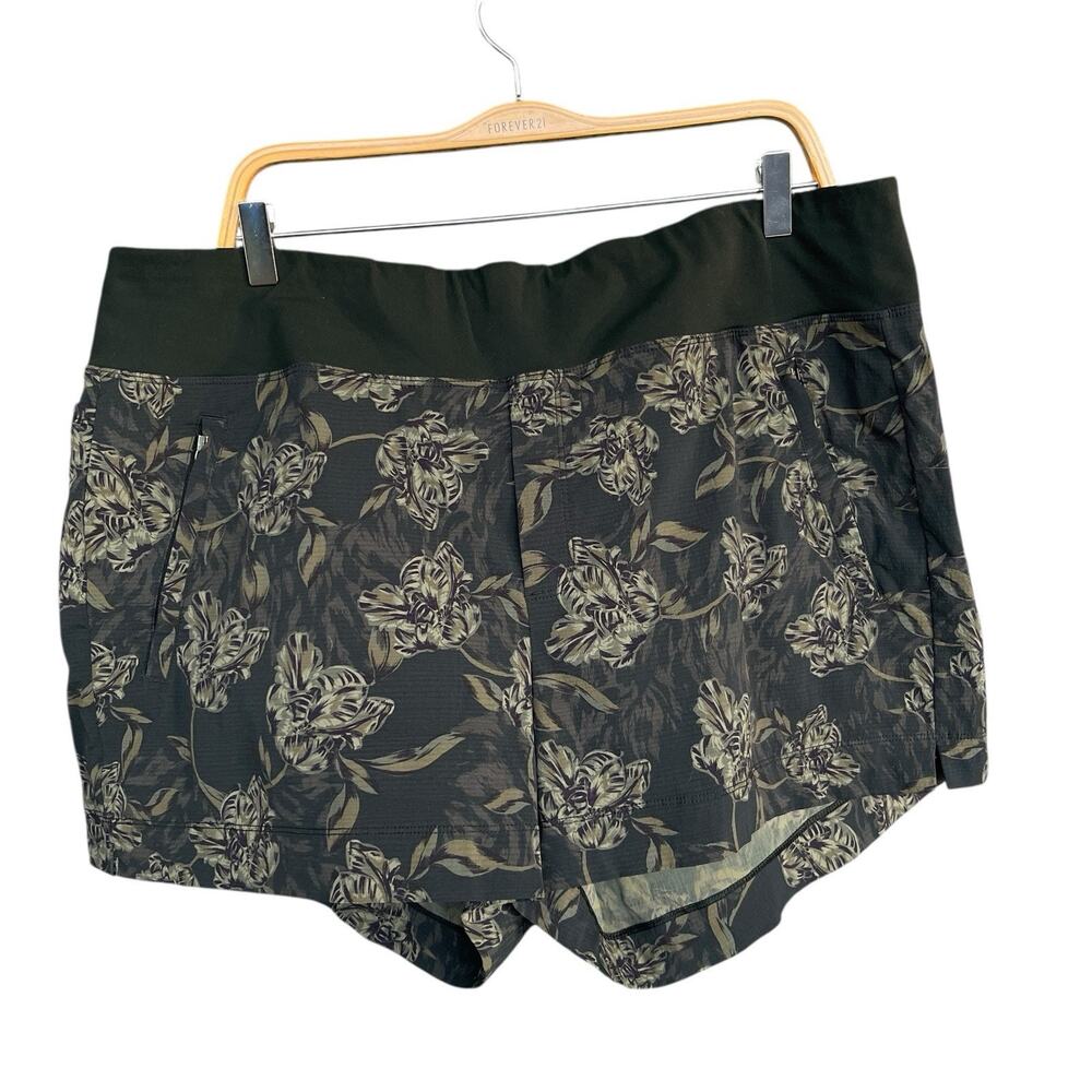 Athleta Trekkie North Printed Women Short Plus Size 20 Green Floral Nylon Active